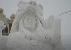 Siberian snow sculptors are carving Russian history into ice