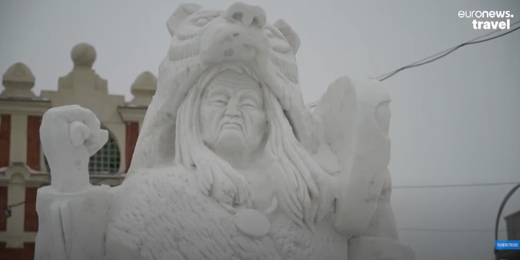Siberian snow sculptors are carving Russian history into ice